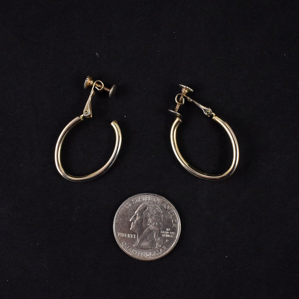 Thin Goldtone Long Hoop Earrings