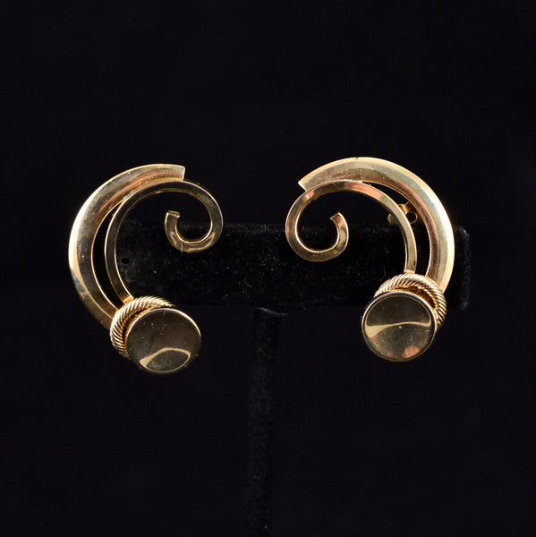 Tara Large Gold Curly Q Earrings