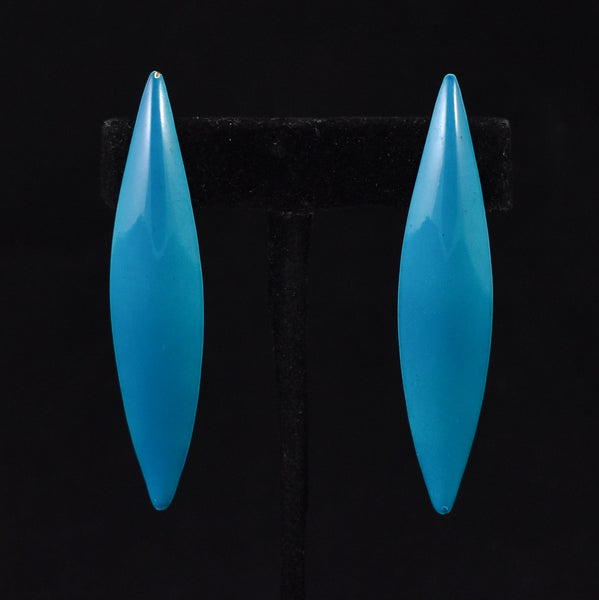 Large Teal Enamel Pointed Earrings