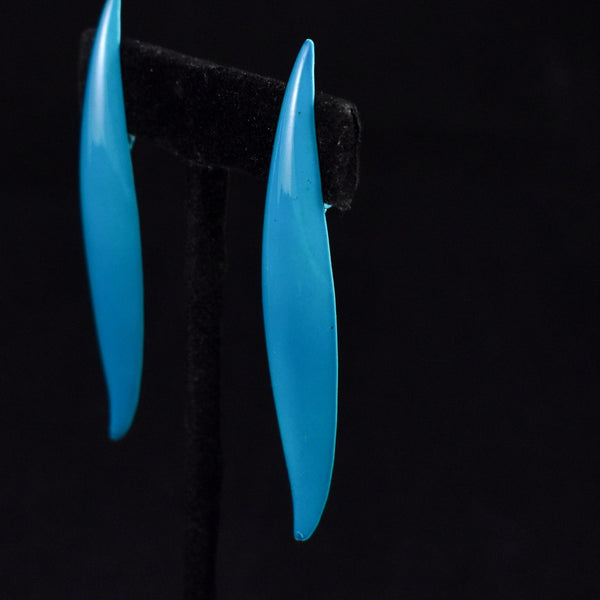 Large Teal Enamel Pointed Earrings