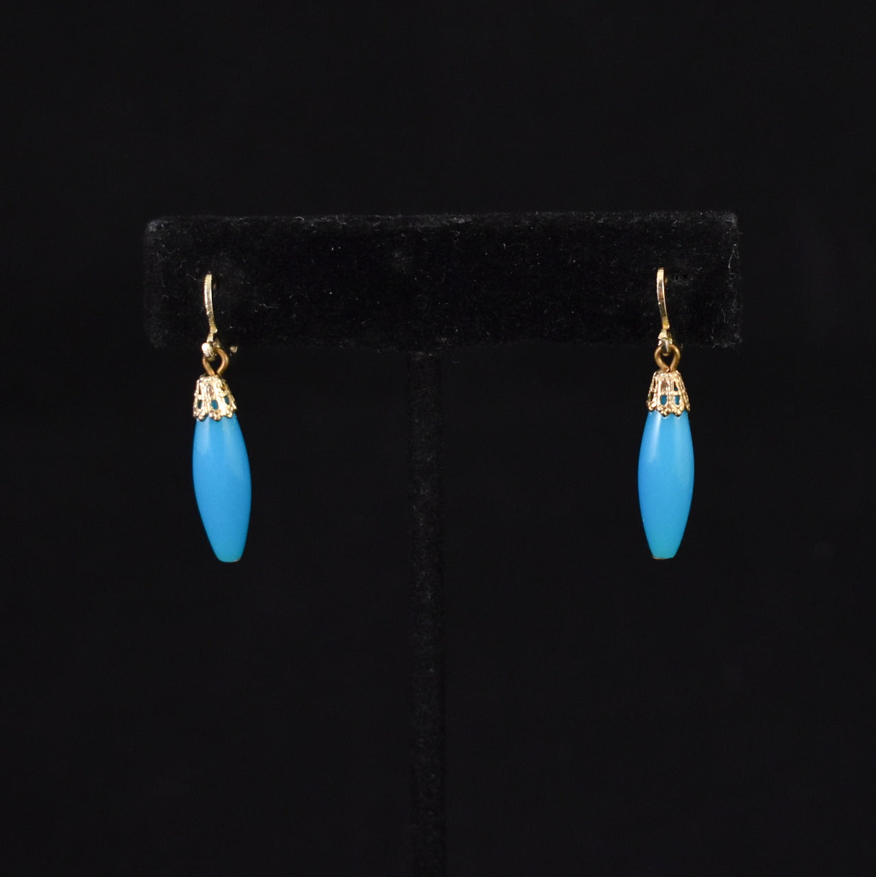 Dangling Long Blue Bead Earrings