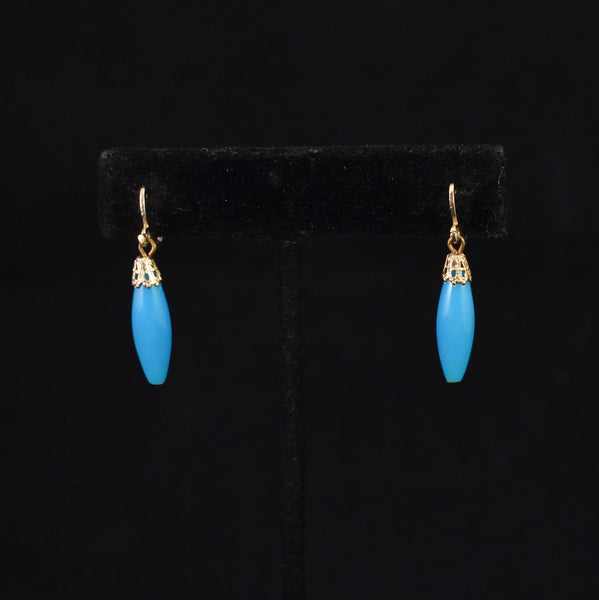 Dangling Long Blue Bead Earrings