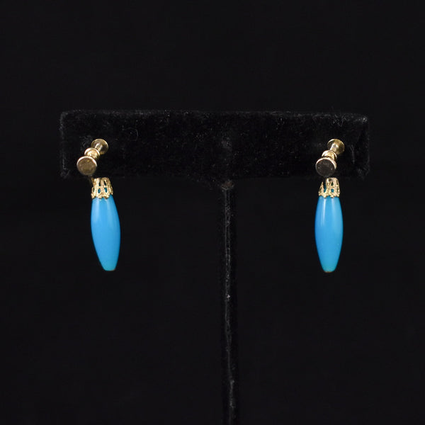 Dangling Long Blue Bead Earrings