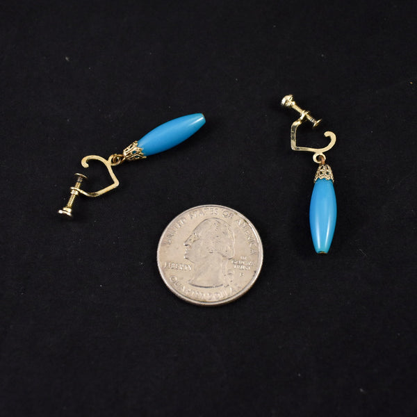 Dangling Long Blue Bead Earrings