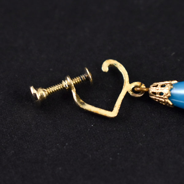 Dangling Long Blue Bead Earrings