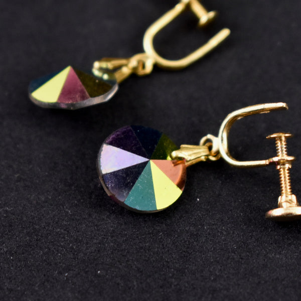 Dangling Rainbow Crystal Earrings
