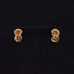 Double Gold Rose Earrings