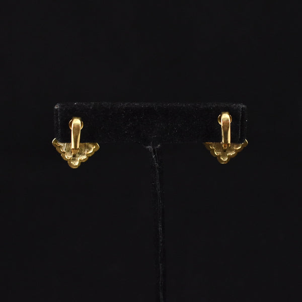 Gold Deco Fan Pearl Earrings