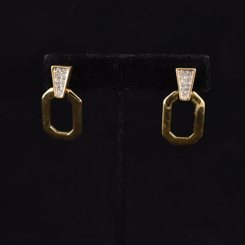 Gold Rhinestone Door Knocker Earrings