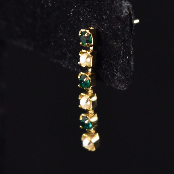 Dainty Pearl & Green Vintage Earrings Cats Like Us