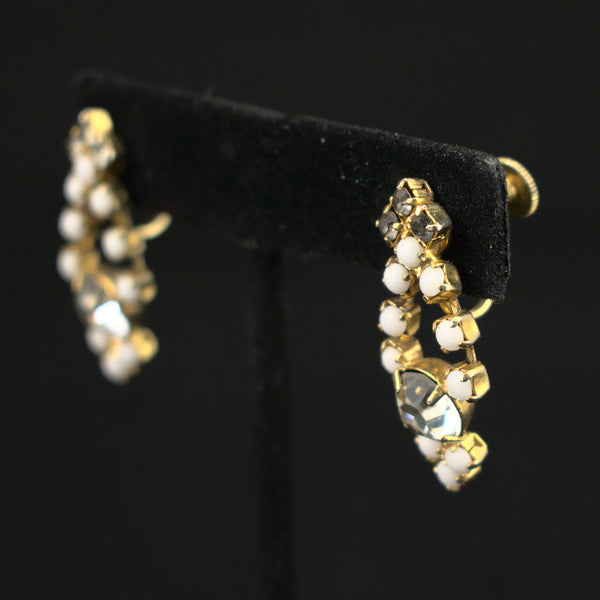 Dangling White Bead Vintage Earrings Cats Like Us