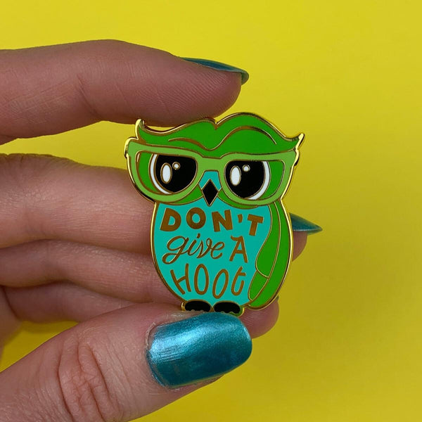 Don't Give a Hoot Enamel Pin Cats Like Us