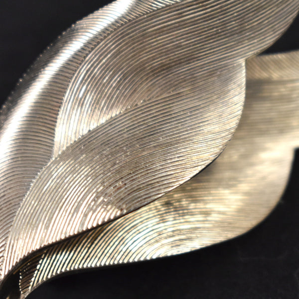 Double Silver Etched Leaf Brooch Cats Like Us