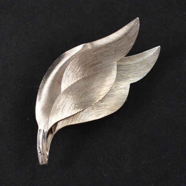 Double Silver Etched Leaf Brooch Cats Like Us