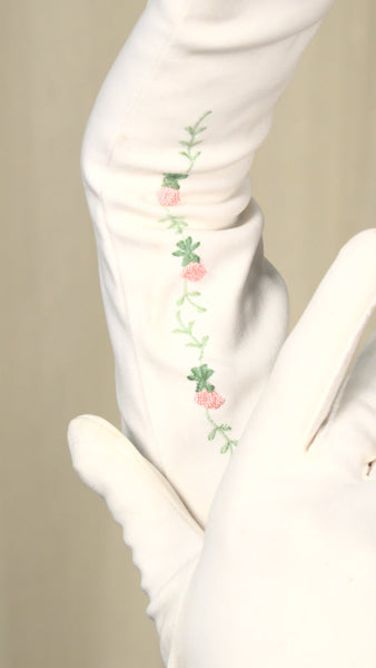 Emb Pink Flower Gloves Cats Like Us