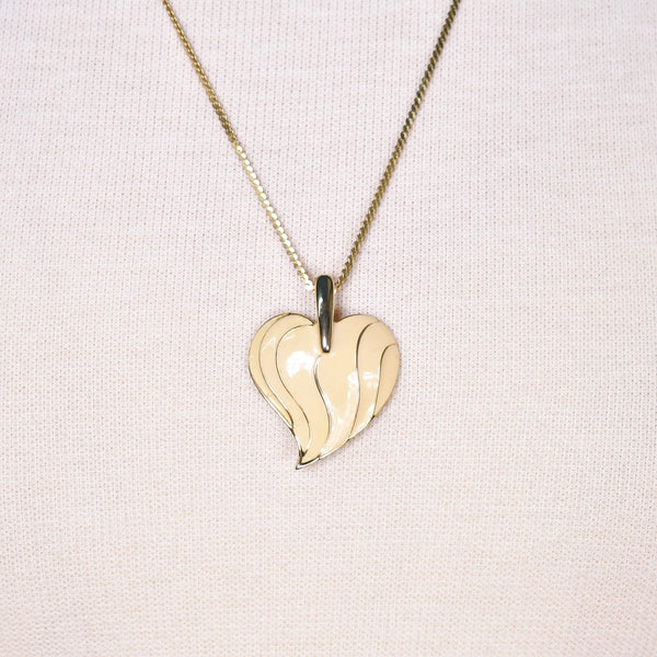 Enamel Heart Pendant Vintage Necklace Cats Like Us