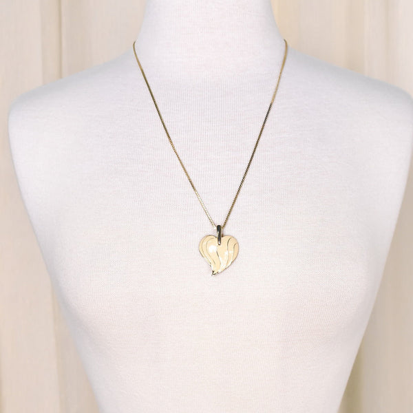 Enamel Heart Pendant Vintage Necklace Cats Like Us