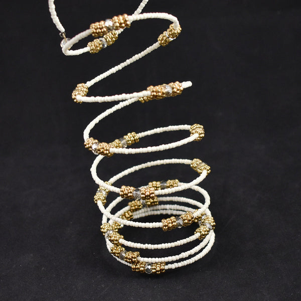 Expandable Vintage White Bead Bracelet Cats Like Us