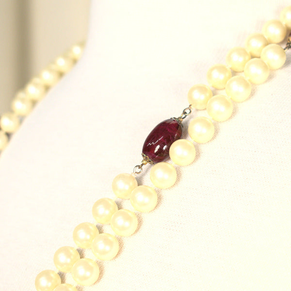 Extra Long Vintage Pearl Bead Necklace Cats Like Us