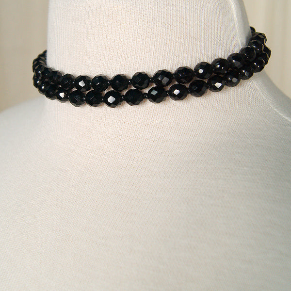 Faceted Black Bead Necklace Cats Like Us