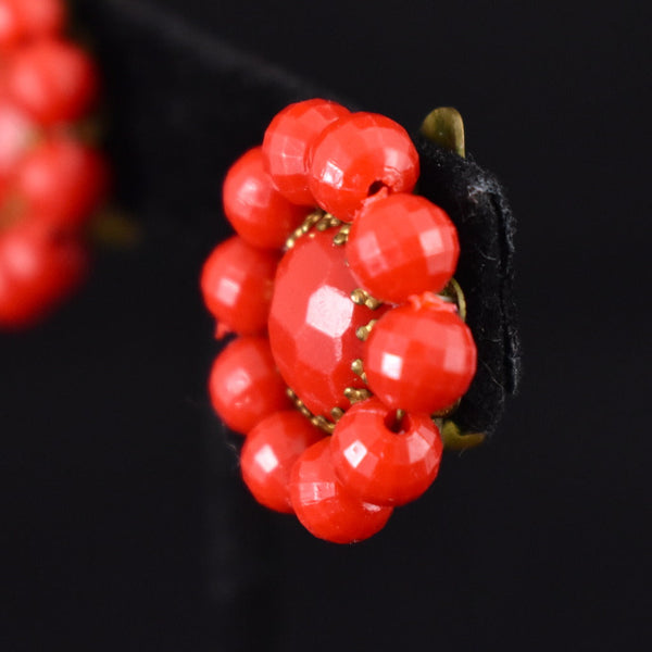 Faceted Red Cluster Vintage Earrings Cats Like Us