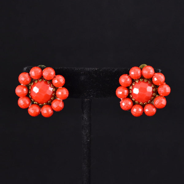 Faceted Red Cluster Vintage Earrings Cats Like Us