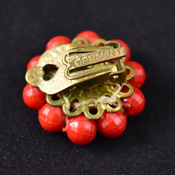 Faceted Red Cluster Vintage Earrings Cats Like Us