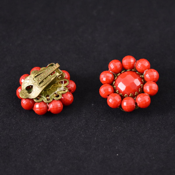 Faceted Red Cluster Vintage Earrings Cats Like Us