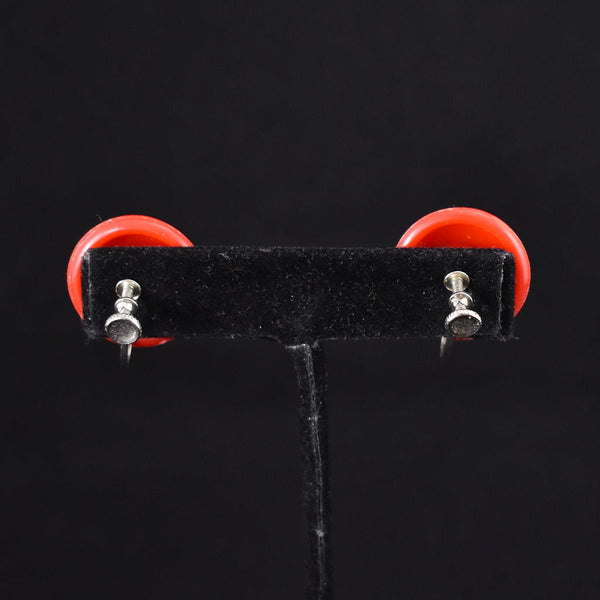 Faceted Red Dot Vintage Button Earrings Cats Like Us