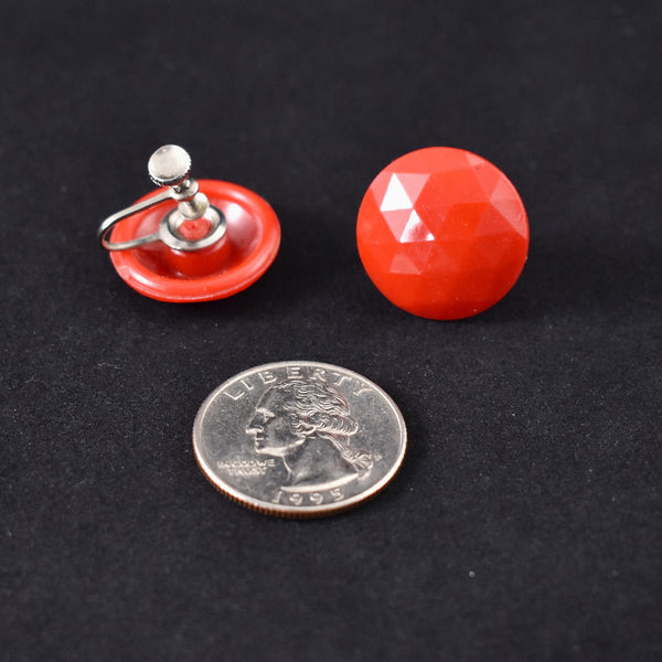 Faceted Red Dot Vintage Button Earrings Cats Like Us