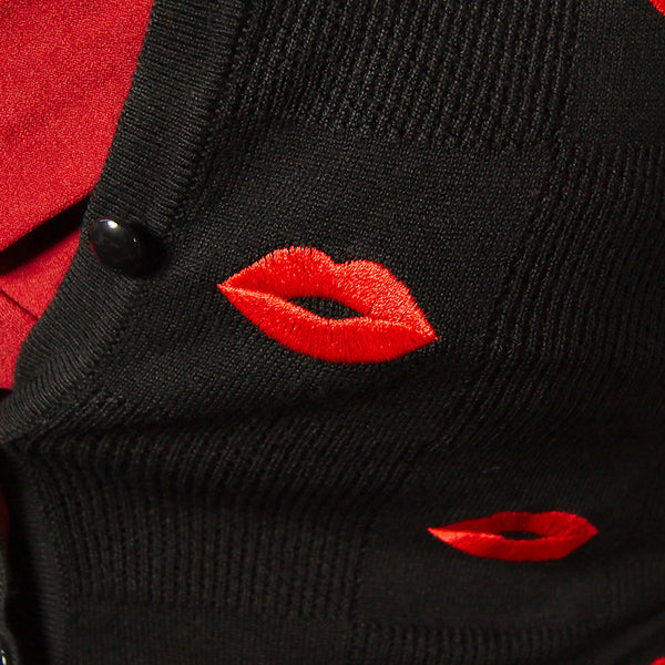 Faith Red Lips Kiss Cardigan Cats Like Us