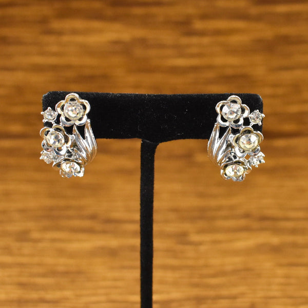Floral Rhinestone Earrings Cats Like Us