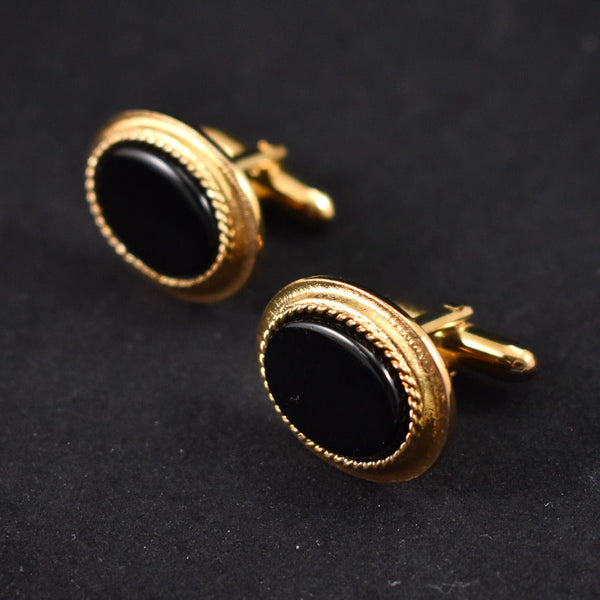 Gold & Black Oval Cufflinks Cats Like Us