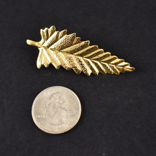 Gold Long Lightweight Leaf Pin Cats Like Us