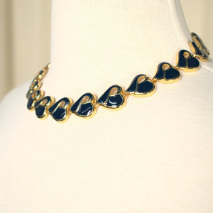 Gold & Navy Heart Necklace Cats Like Us