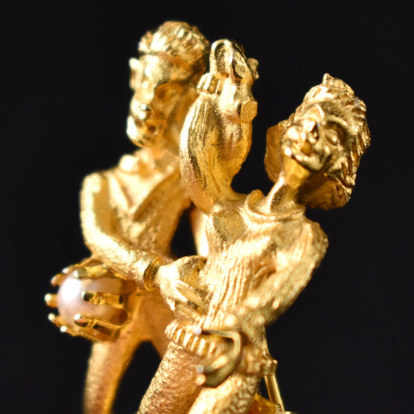 Gold Pearl Dancers Brooch Cats Like Us