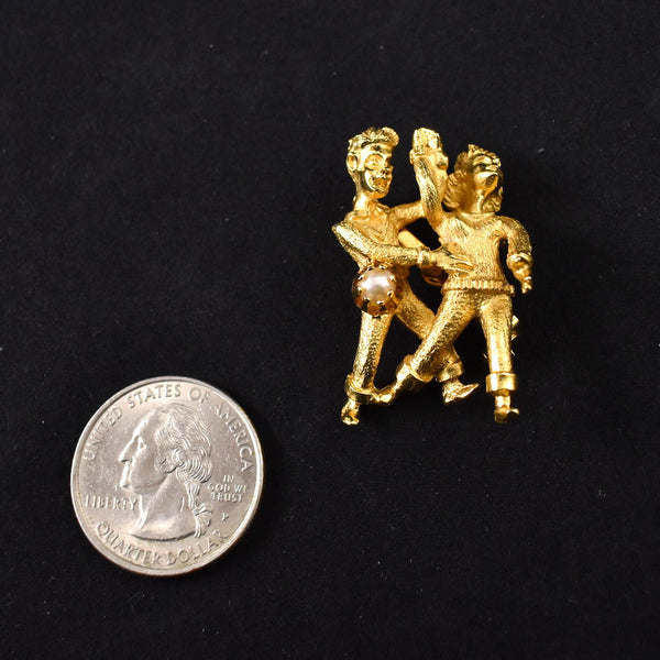 Gold Pearl Dancers Brooch Cats Like Us