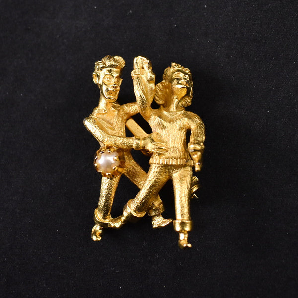 Gold Pearl Dancers Brooch Cats Like Us