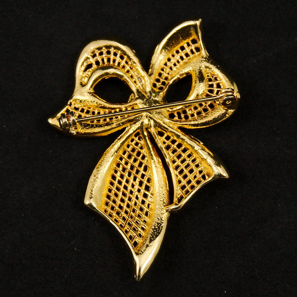 Gold Rhineshone Bow Brooch Cats Like Us