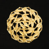 Cats Like Us Gold Round Leaves Brooch
