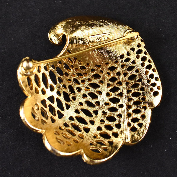 Gold Shell Fan Brooch Cats Like Us
