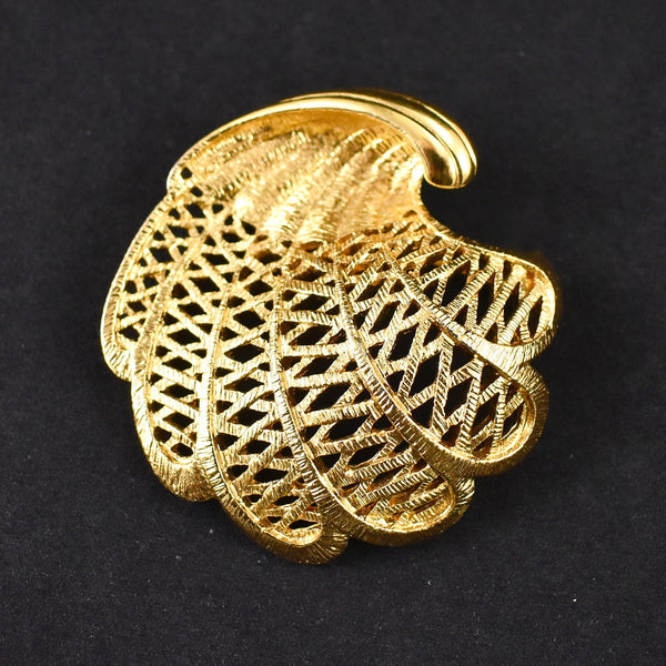 Gold Shell Fan Brooch Cats Like Us