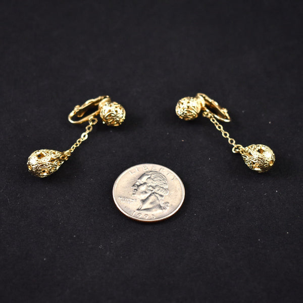 Gold Teardrop Dangling Vintage Earrings Cats Like Us