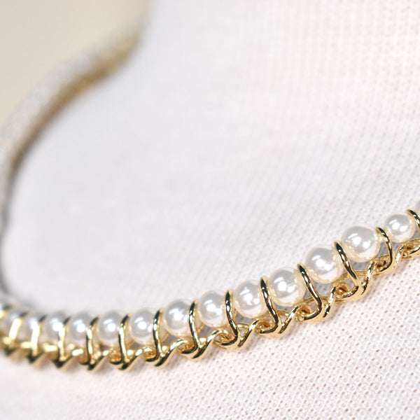 Gold Wrapped Pearl Necklace Cats Like Us