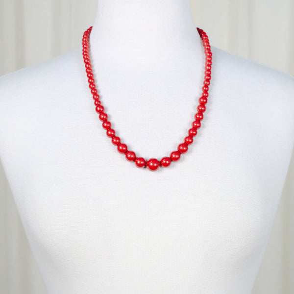 Graduated Red Bead Necklace Cats Like Us