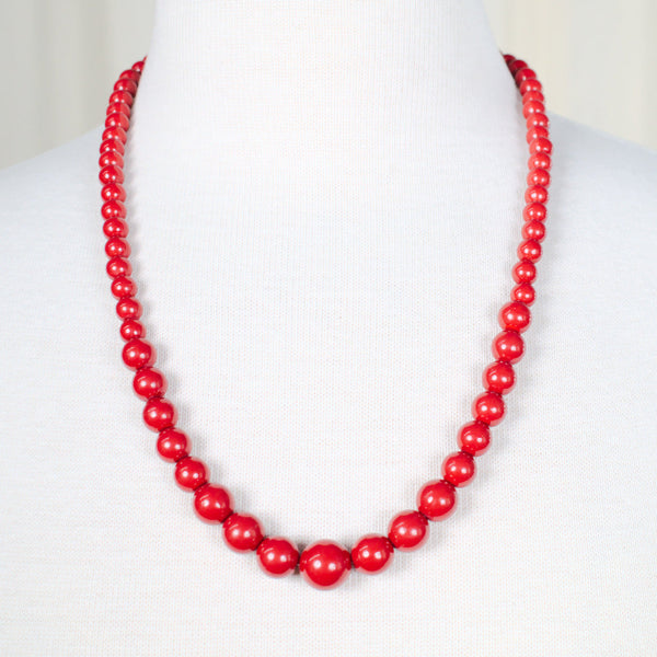 Graduated Red Bead Necklace Cats Like Us