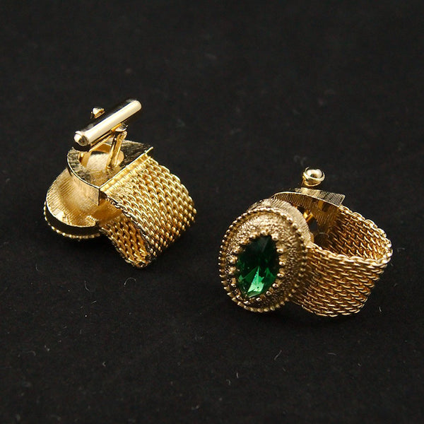 Green Rhinestone Cuff Links Cats Like Us