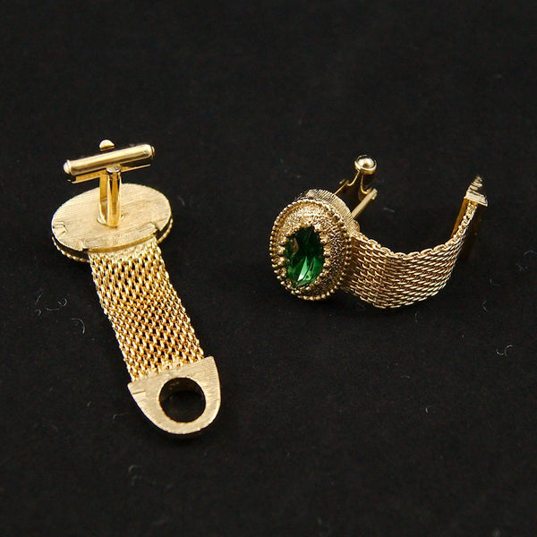 Green Rhinestone Cuff Links Cats Like Us