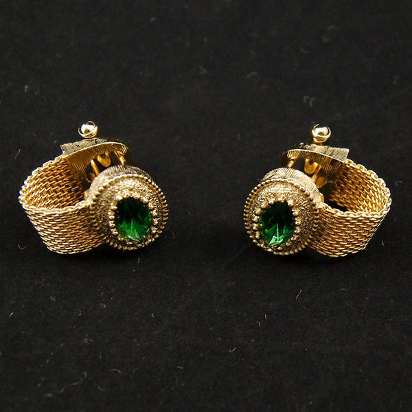 Green Rhinestone Cuff Links Cats Like Us