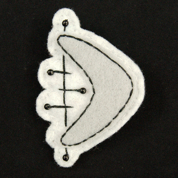 Grey Atomic Boomerang Pin Cats Like Us